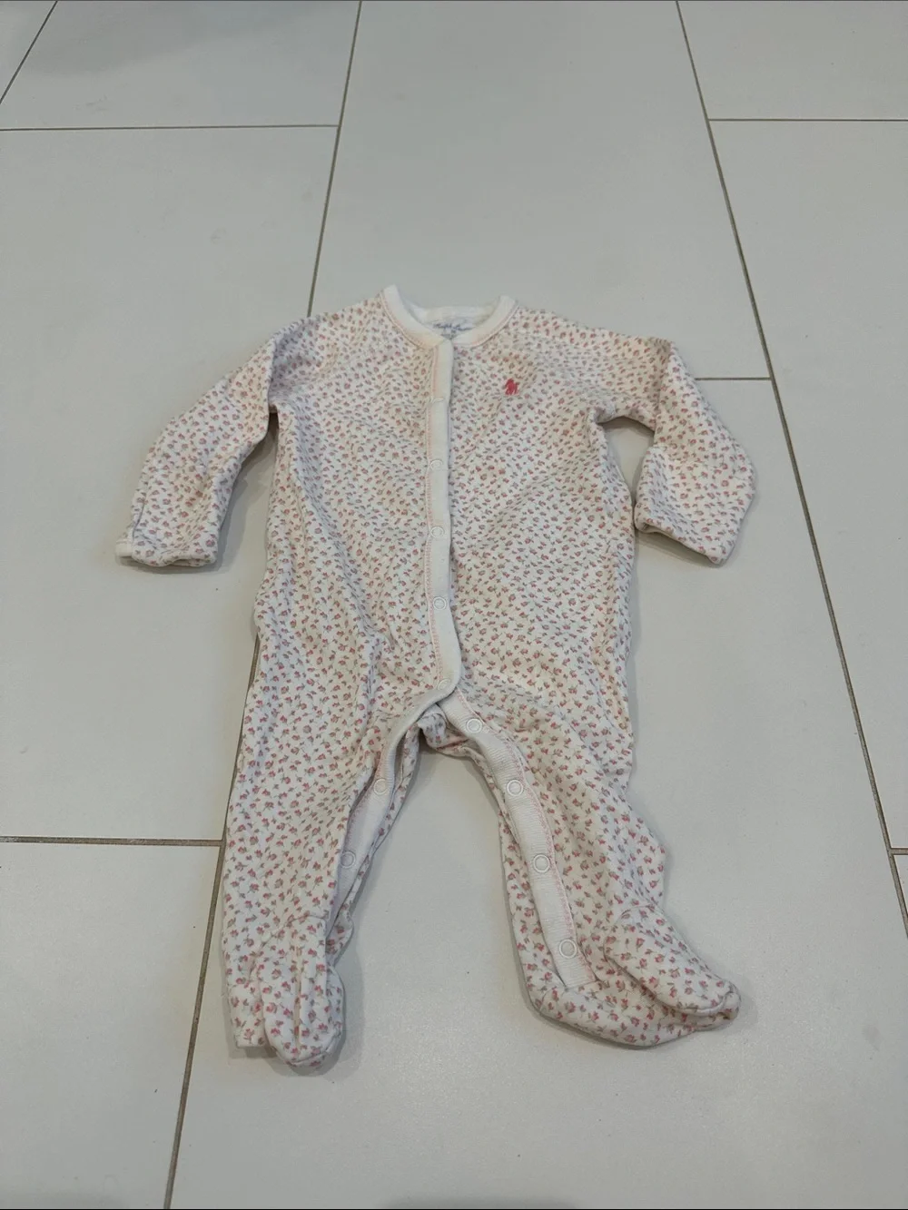 Ralph Lauren Baby Floral Footed One-Piece - Pink 3m